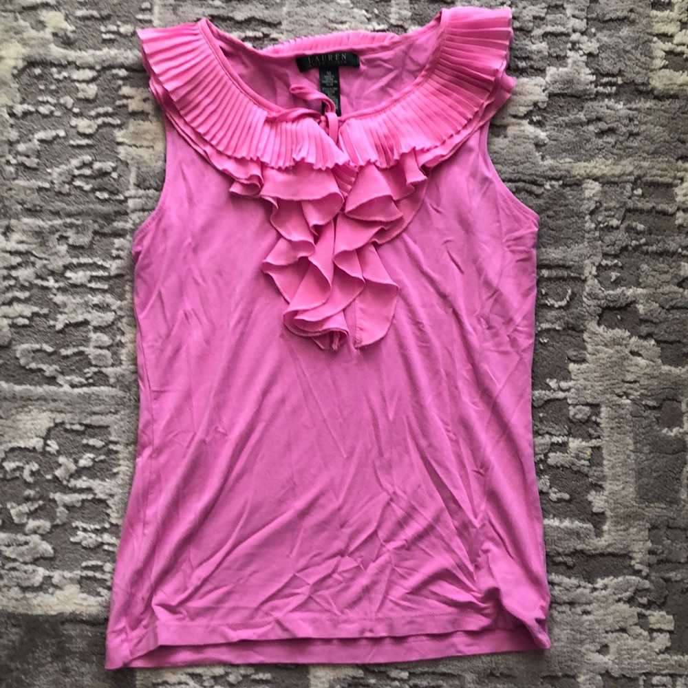 Ralph Lauren Sleeveless Ruffle Blouse